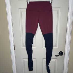 Alo Yoga Women’s Maroon And Black Ribbed Leggings Sz S